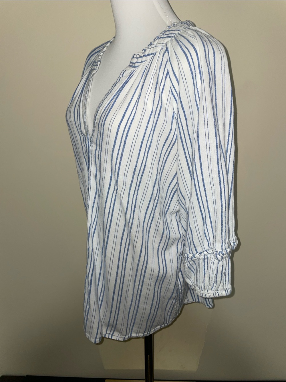 Apiece Apart Striped White and Blue Women's Tunic | XL *Small repaired flaw* - Picture 3 of 7